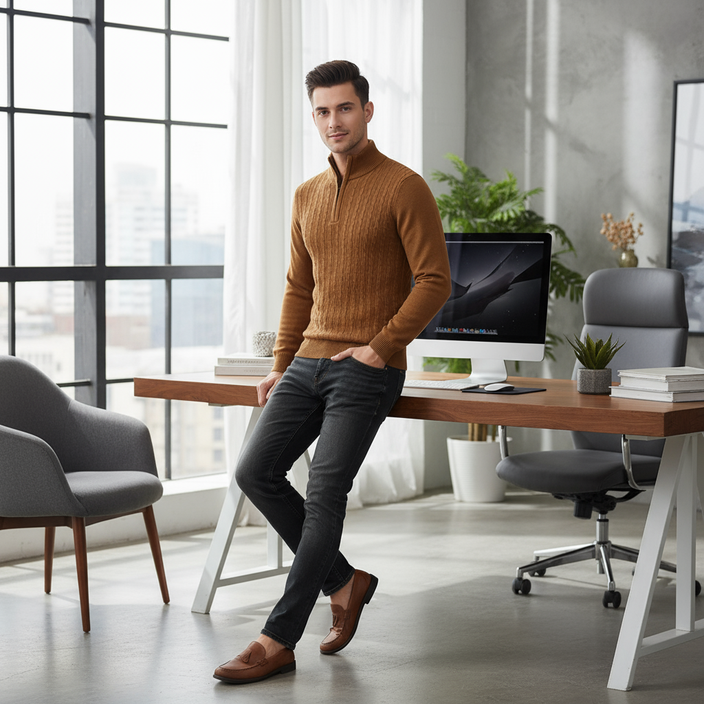 Heren Slim Fit Casual Sweater met Trendy Look