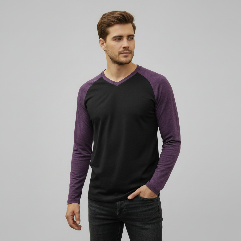 Long Sleeve Raglan T-Shirt – Casual Contrast Style
