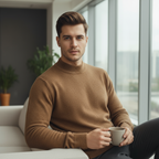 Heren Mock Neck Trui – Warme Losse Fit Sweater van Katoen