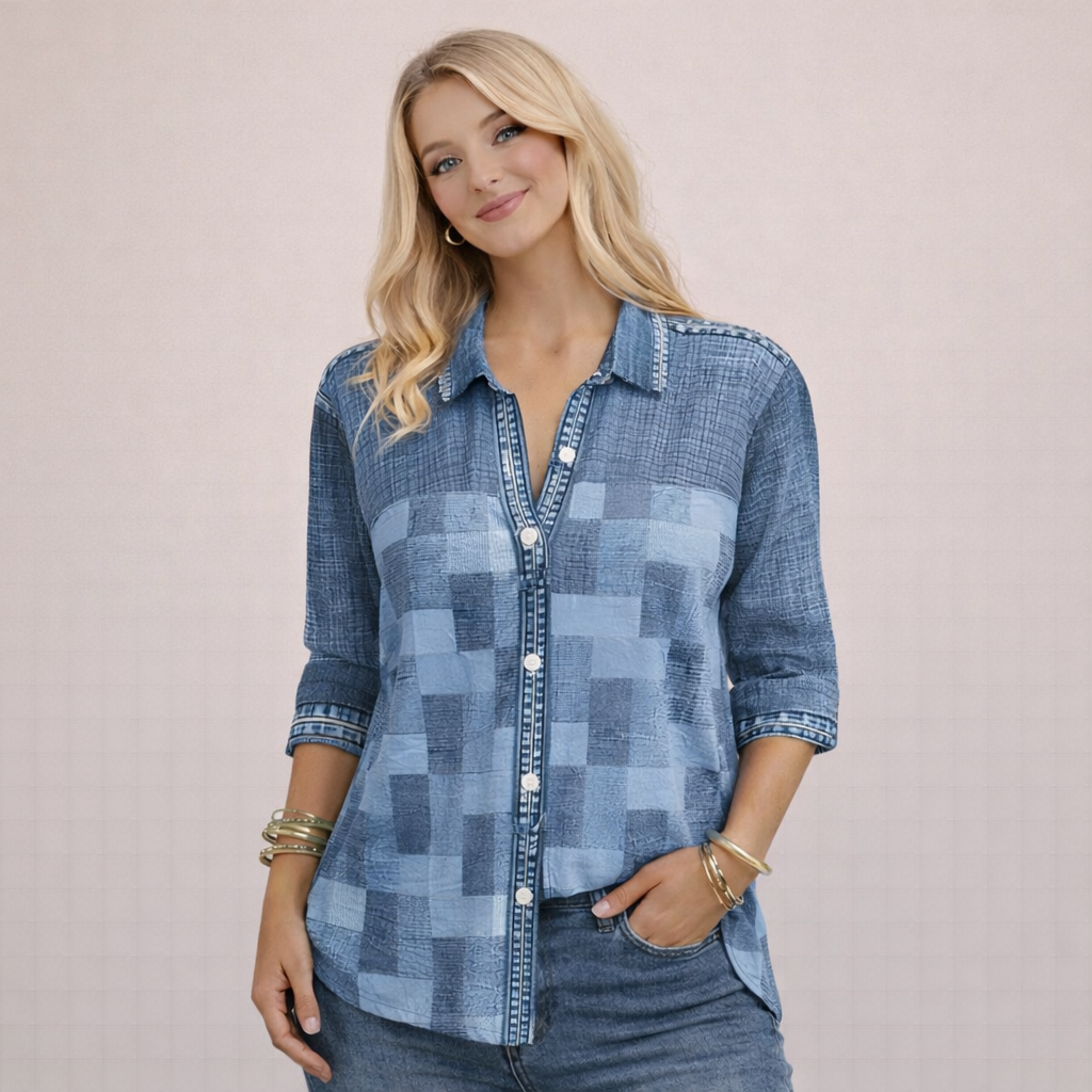 Blouse met Blokdesign