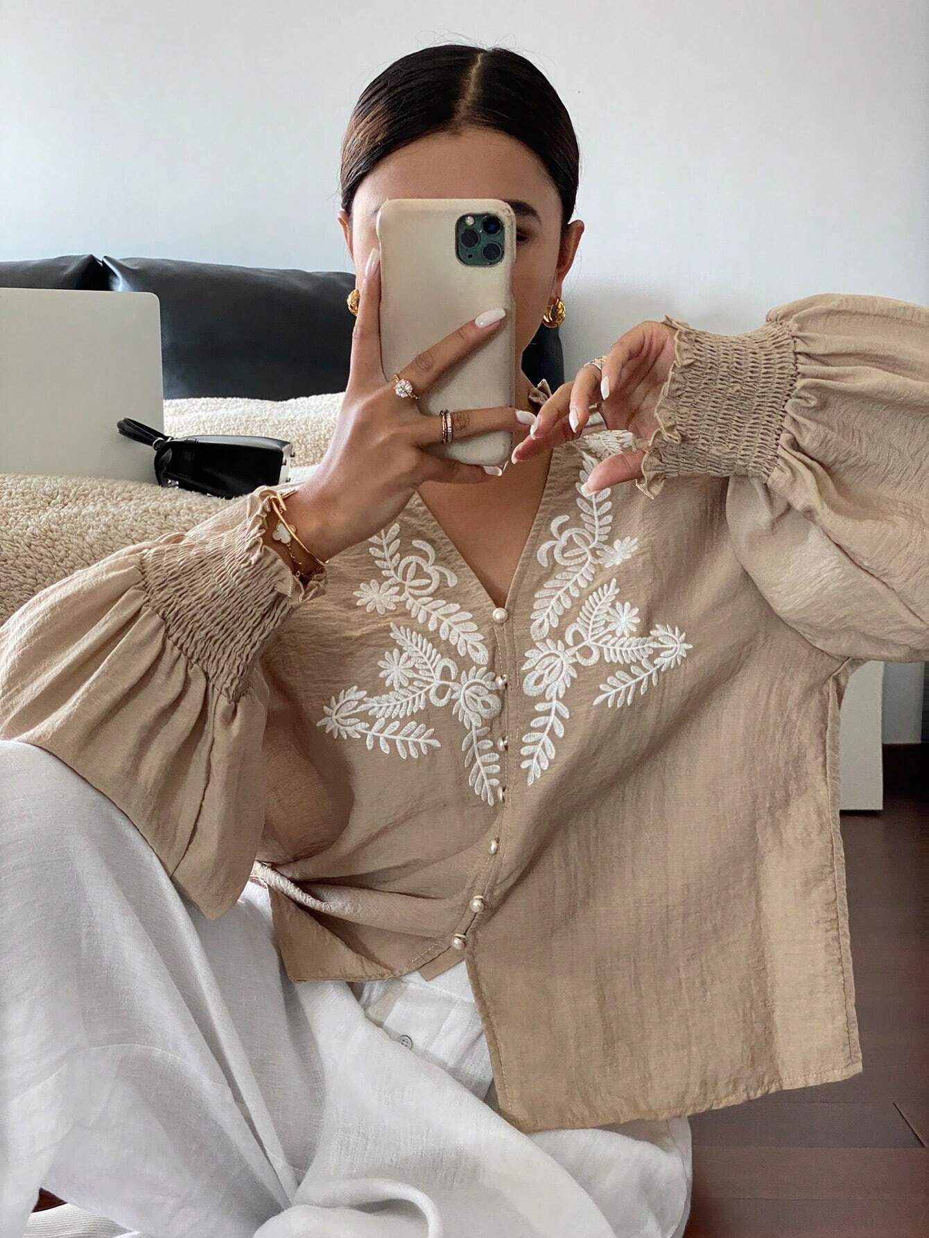 Casual Geborduurd Overhemd