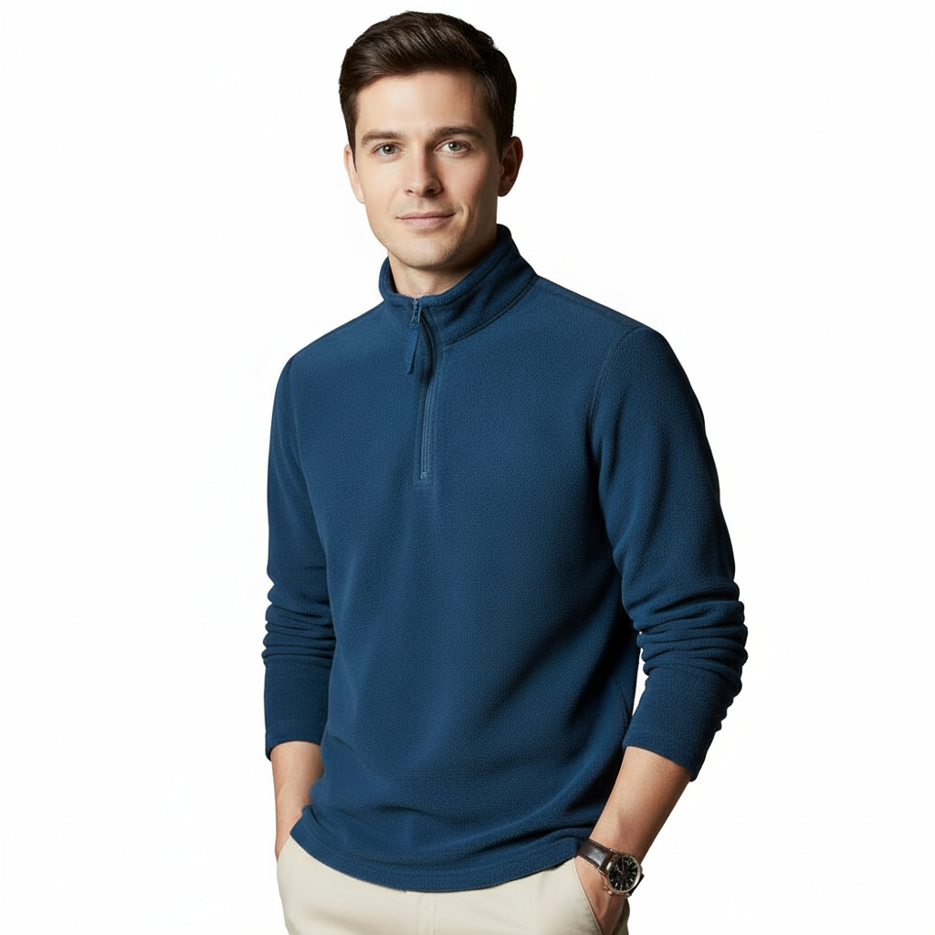 Heren Fleece Long Sleeve met Rits – Warm, Modern & Comfortabel
