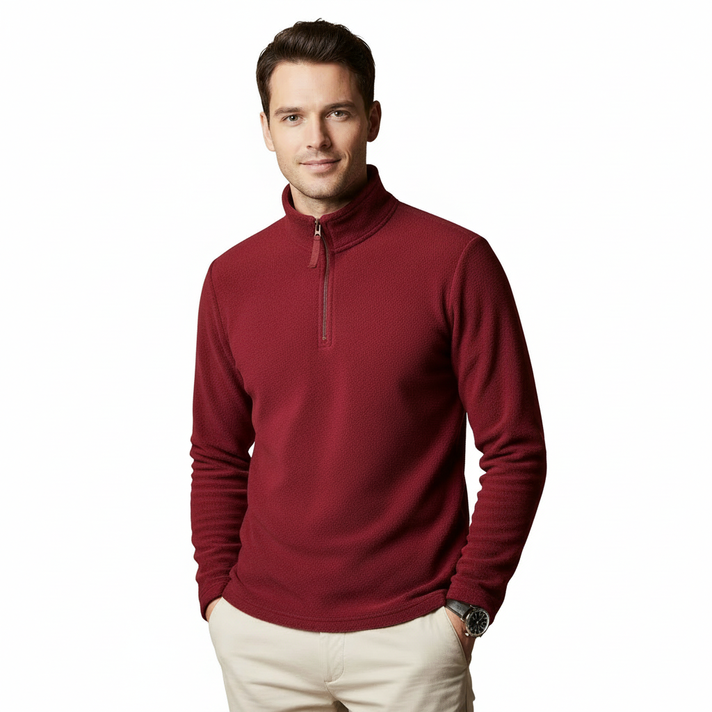 Heren Fleece Long Sleeve met Rits – Warm, Modern & Comfortabel