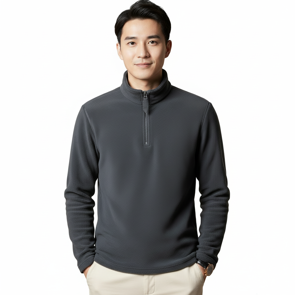 Heren Fleece Long Sleeve met Rits – Warm, Modern & Comfortabel