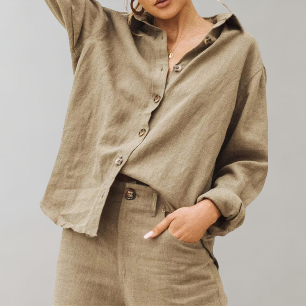 Comfortabele Linnenlook Blouse