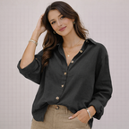 Comfortabele Linnenlook Blouse