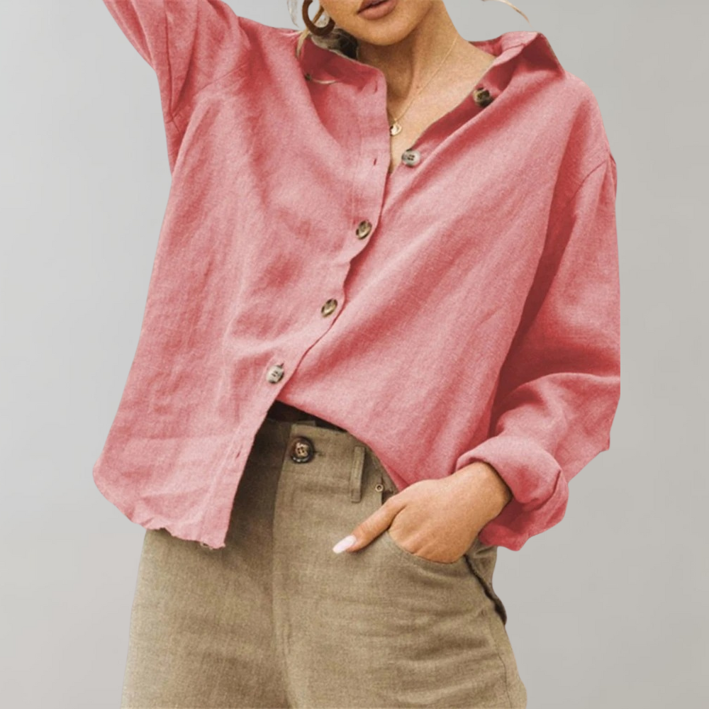 Comfortabele Linnenlook Blouse