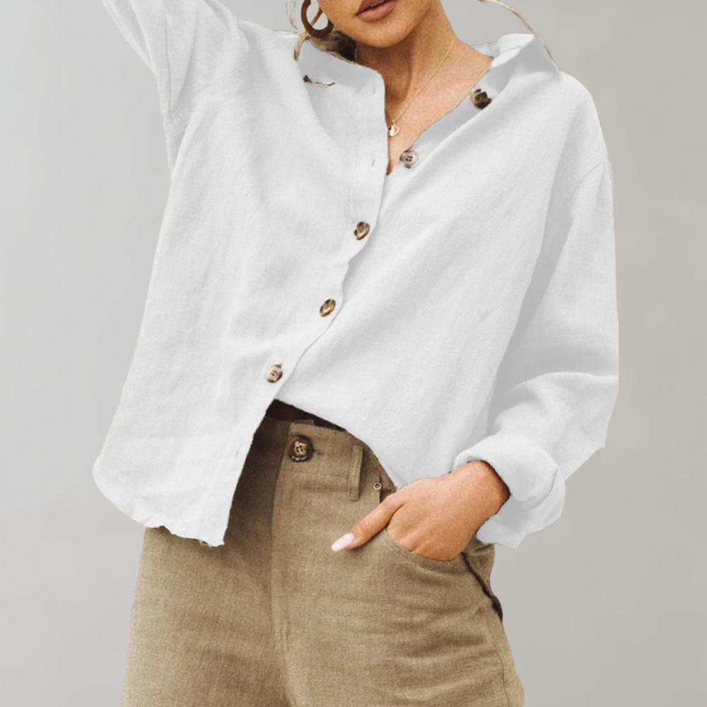 Comfortabele Linnenlook Blouse