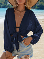 Effen Knoopkimono met Lange Mouwen