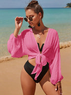 Effen Knoopkimono met Lange Mouwen