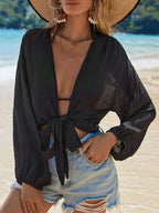 Effen Knoopkimono met Lange Mouwen