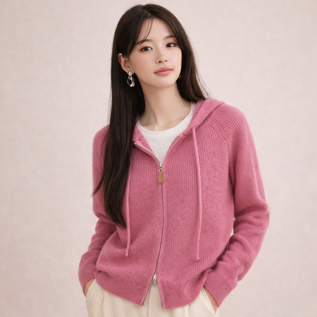 Gebreide hoodie met rits