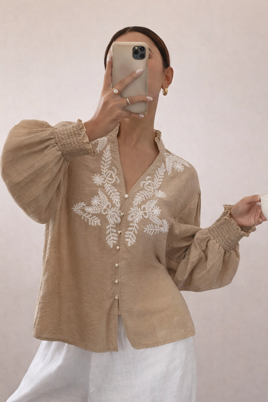 Casual Geborduurd Overhemd