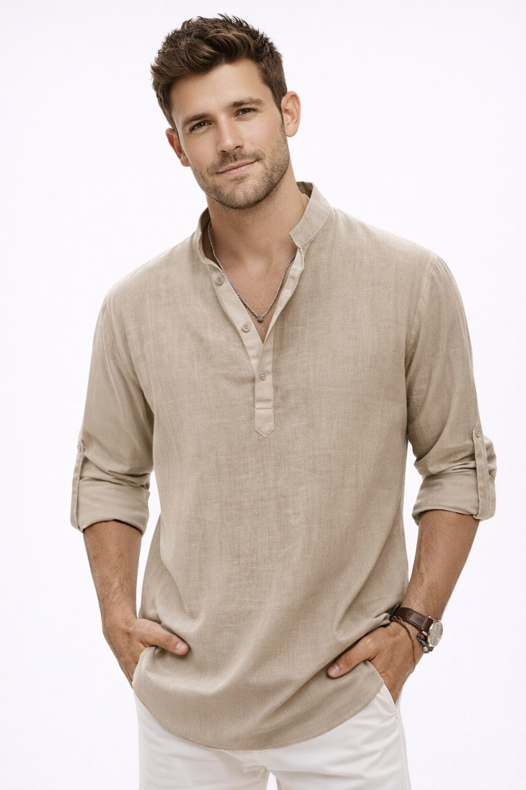 Linnen overhemd Henley