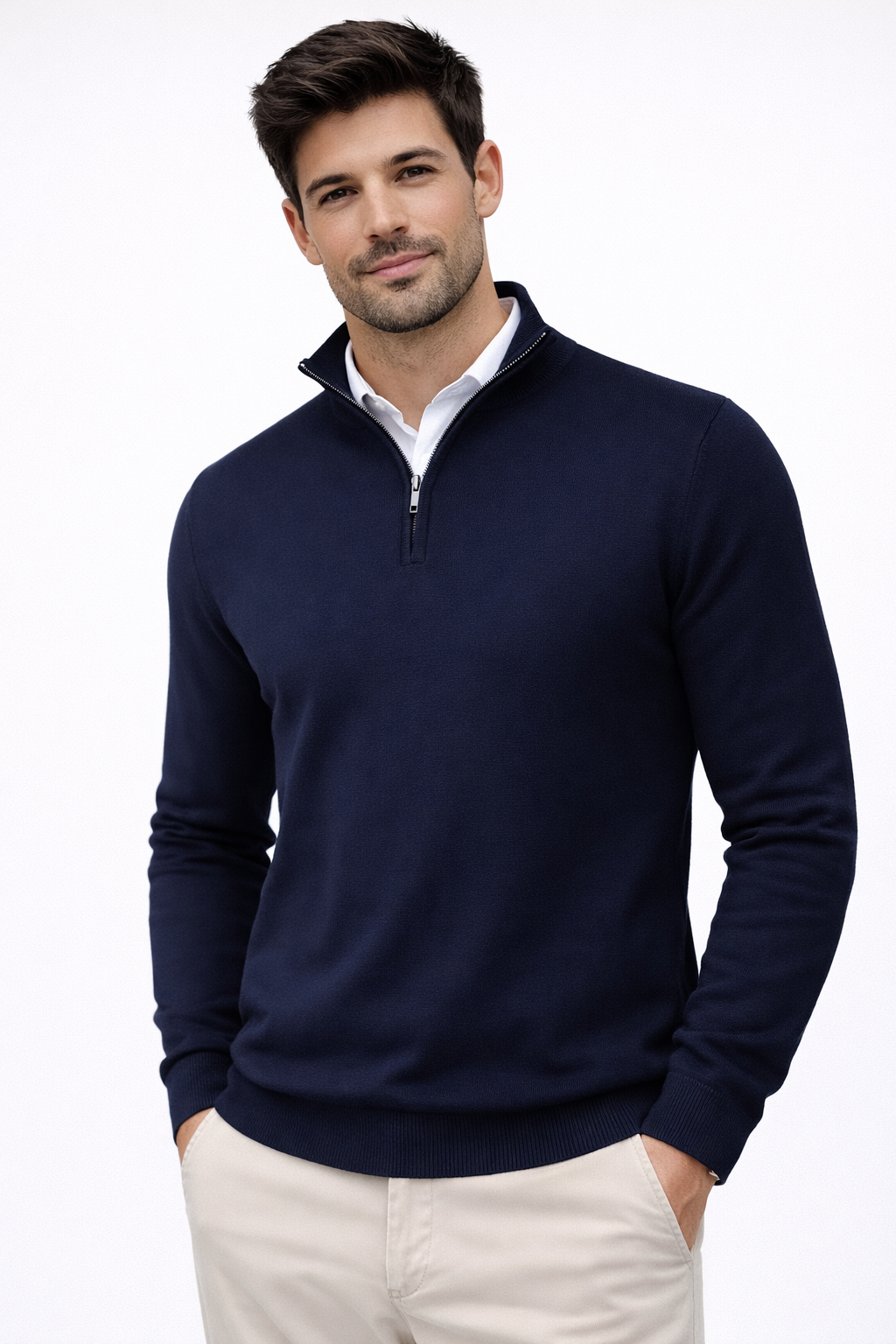 Luxe Heren Trui met Halve Rits
