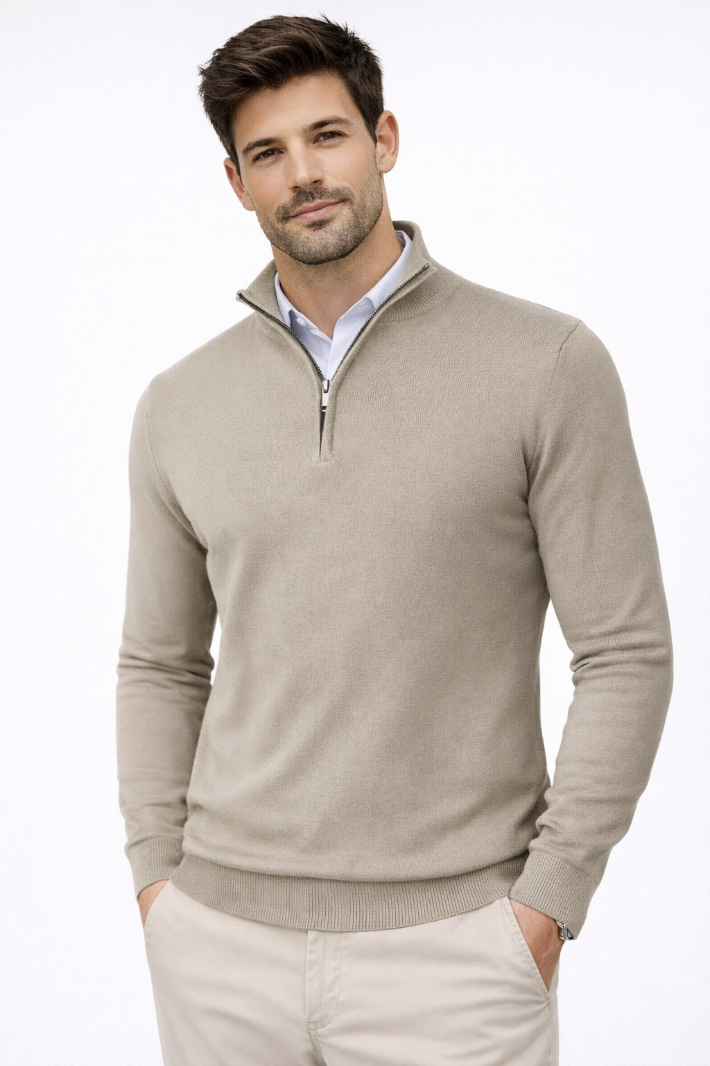 Luxe Heren Trui met Halve Rits