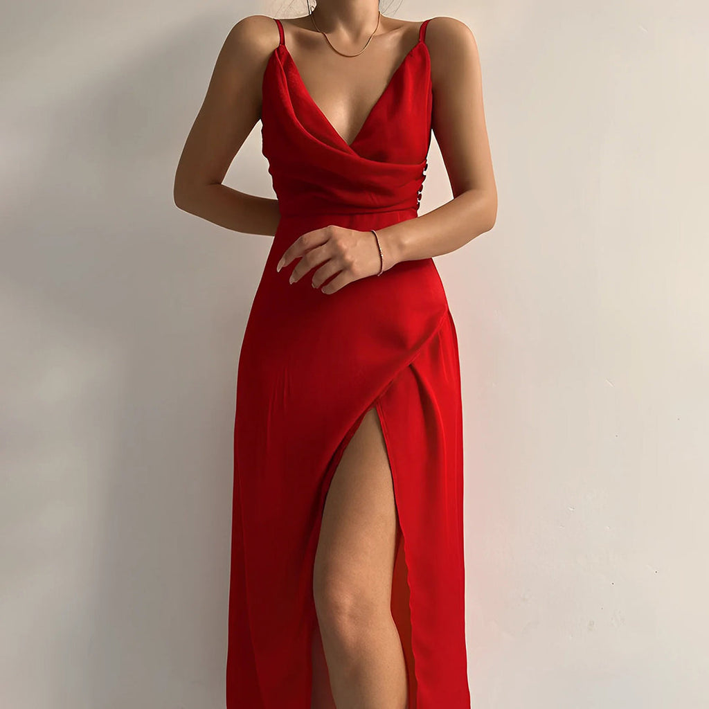 Midi-jurk met Spaghetti Straps & Verleidelijke Split
