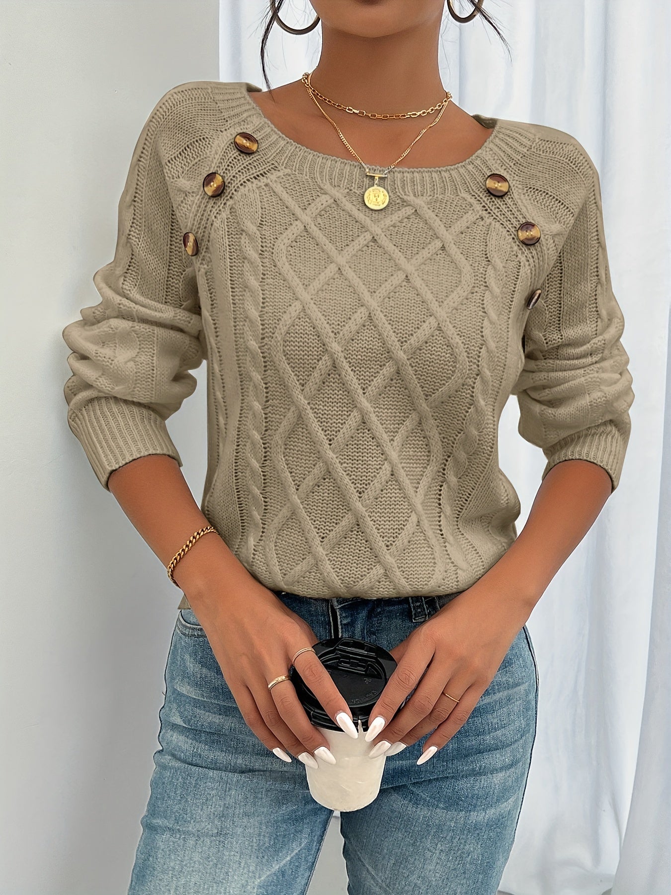 Mooie Sweater met structuur en knopen