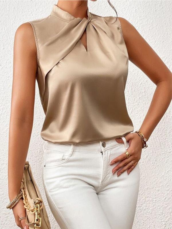 Satijnen Blouse met Gedraaide Hals