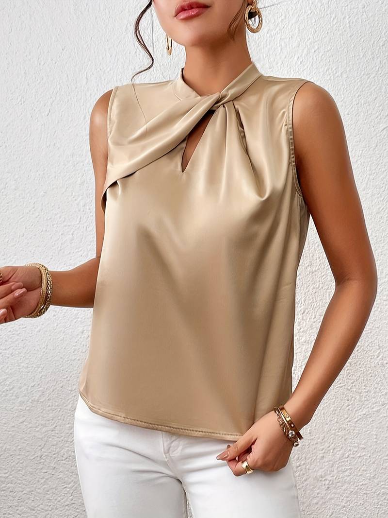 Satijnen Blouse met Gedraaide Hals