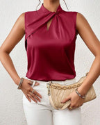 Satijnen Blouse met Gedraaide Hals