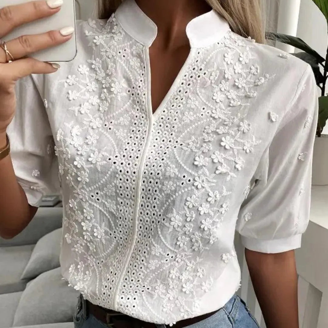 Stijlvolle witte blouse met Kant