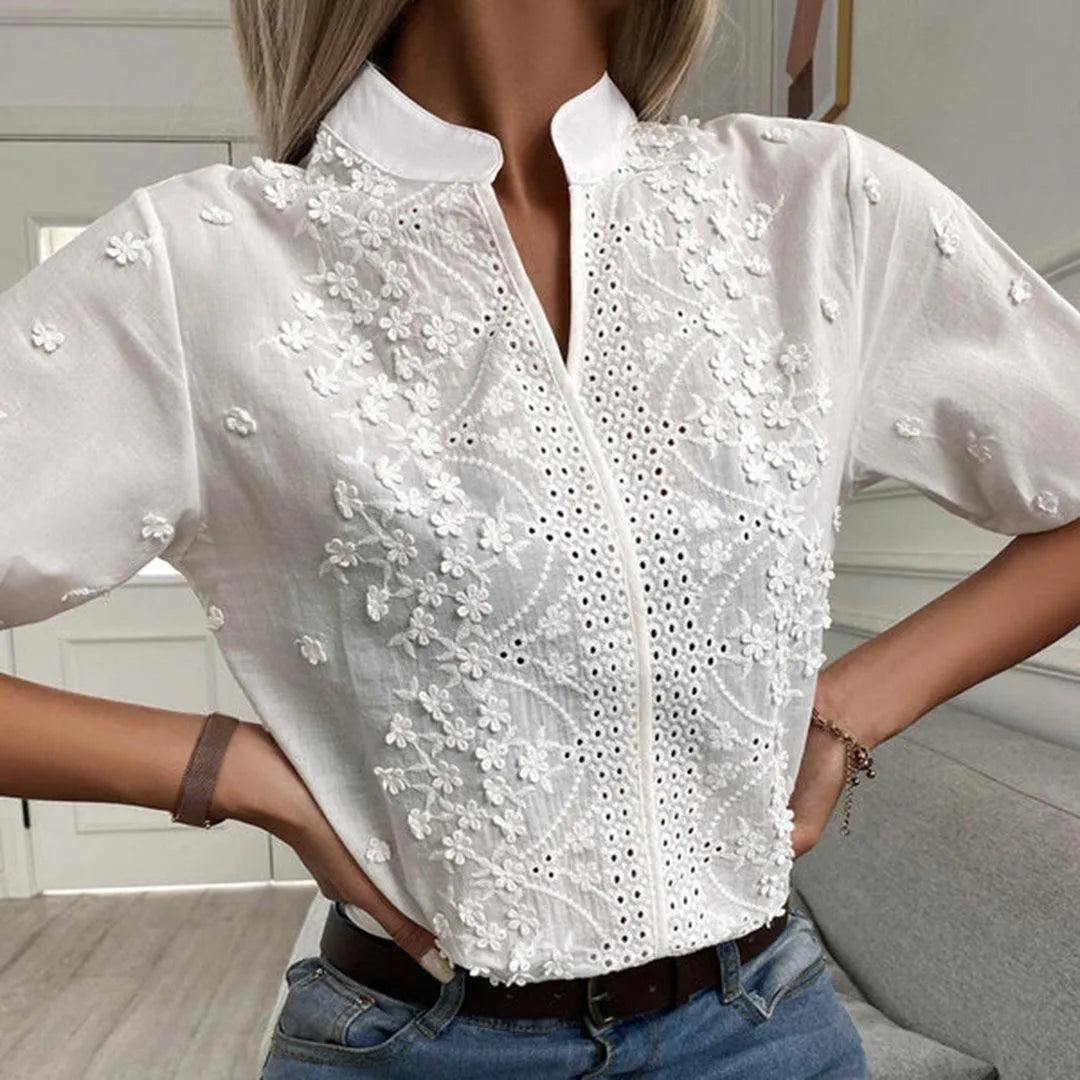 Stijlvolle witte blouse met Kant