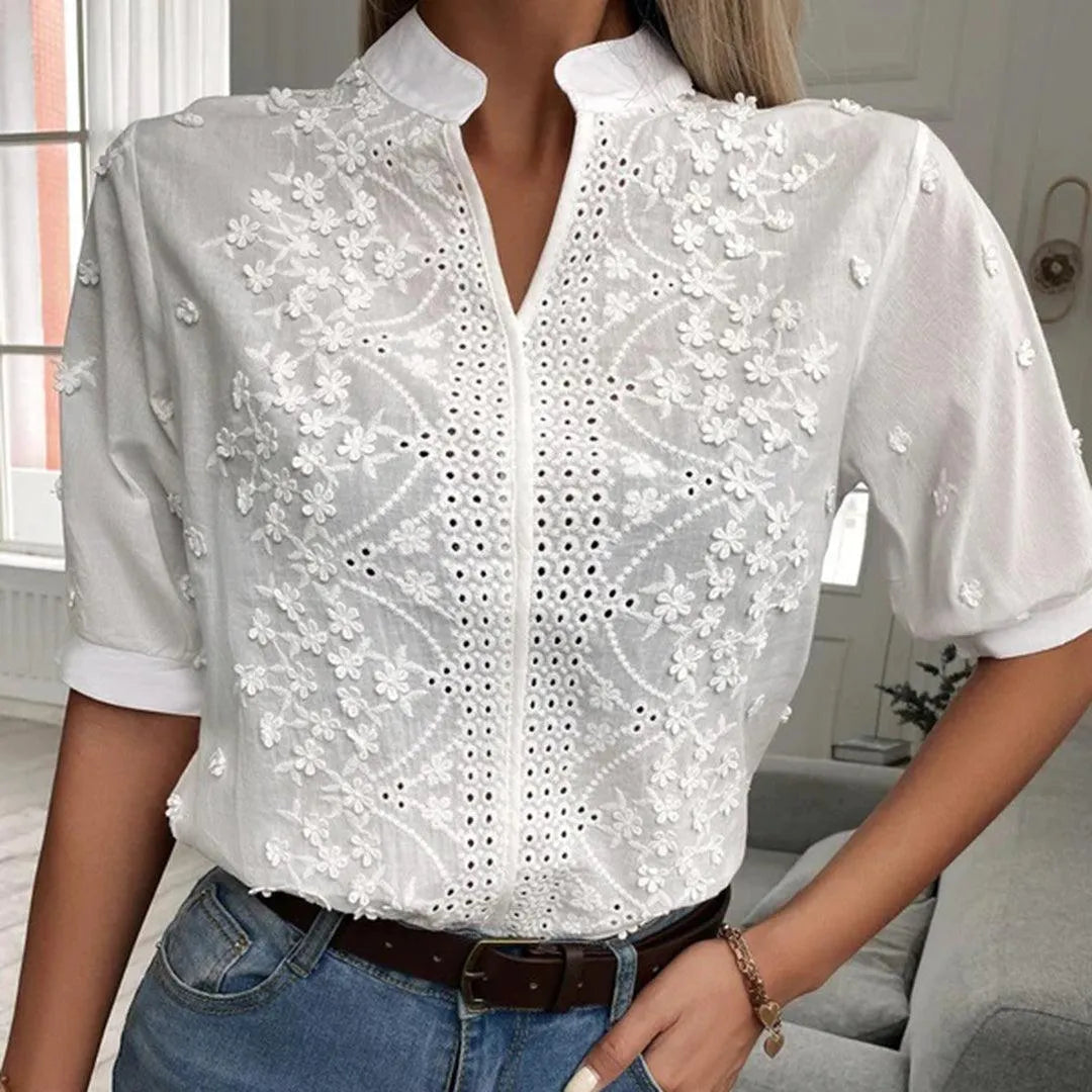 Stijlvolle witte blouse met Kant